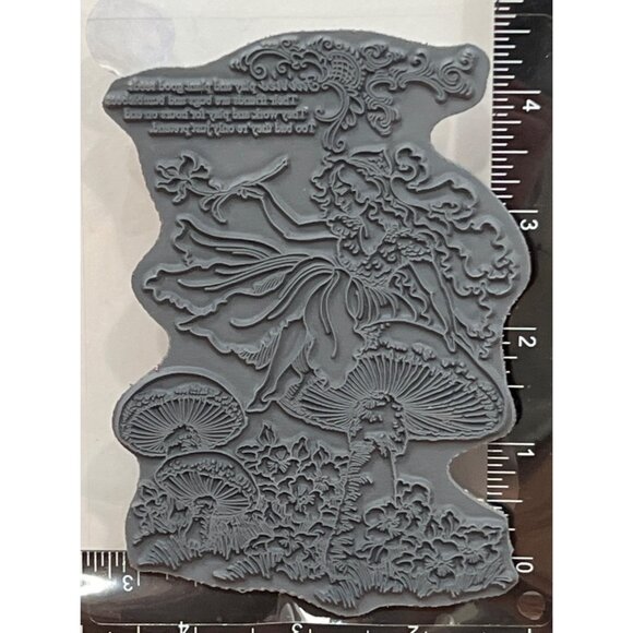RARE 2014 STAMPENDOUS! CRR227 Fairyland Rubber Stamp Mushroom FLORAL - Picture 2 of 2